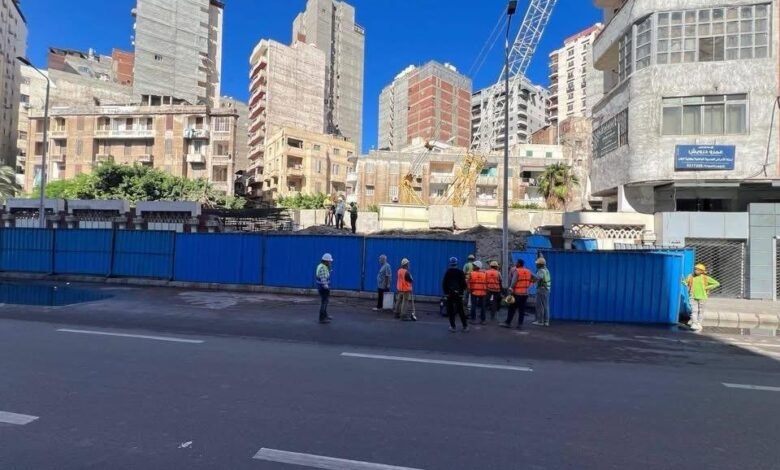 القومية-للأنفاق:-تعامل-فوري-مع-انزلاق-كتل-خرسانية-بموقع-مشروع-ترام-الرمل-في-سيدي-جابر